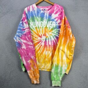 Barstool Sport Womens Hungover Pullover Sweatshirt 2XL Multi Tie Dye Long Sleeve